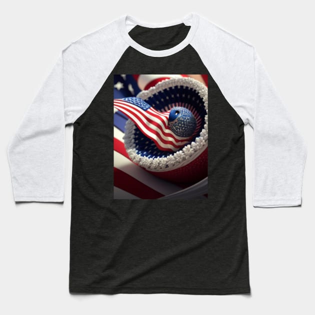 American flag floral arrangement AI,4th of July Baseball T-Shirt by RBudhiya_Art